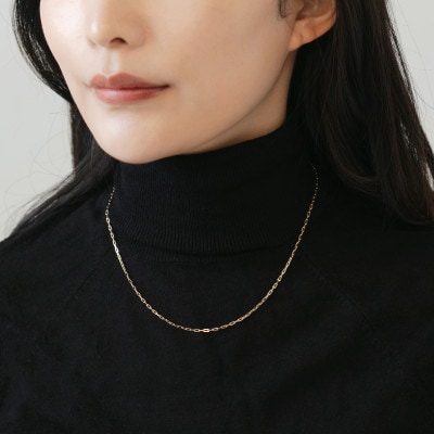 【K18イエローゴールド 長小豆チェーンネックレス】男女兼用43cm 贅沢な大人のジュエリー 大人気