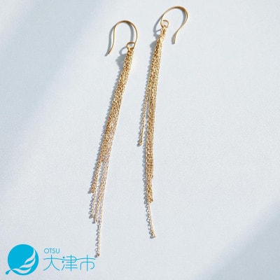 【18金イエローゴールド】小豆チェーン フックピアス しなやかに揺れる上質な煌めき 大人のエレガント