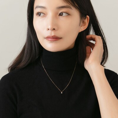 K18 0.1ctダイヤモンドネックレス 6本たて爪デザイン イエローゴールド