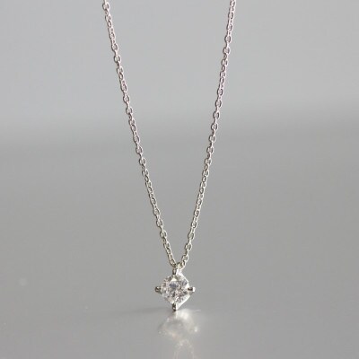 プラチナ900【0.2ct ラボダイヤモンドネックレス】4本たてづめ 未来の輝き 一粒ペンダント