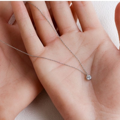 プラチナ900【0.2ct ラボダイヤモンドネックレス】ミルグレイン 未来の輝き 一粒ペンダント