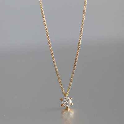 K18 金【0.2ct ラボダイヤモンドネックレス】6本たてづめ 輝き続ける美しさ 一粒ペンダント
