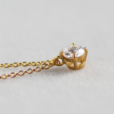K18 金【0.2ct ラボダイヤモンドネックレス】クラウン王冠 輝き続ける美しさ 一粒ペンダント