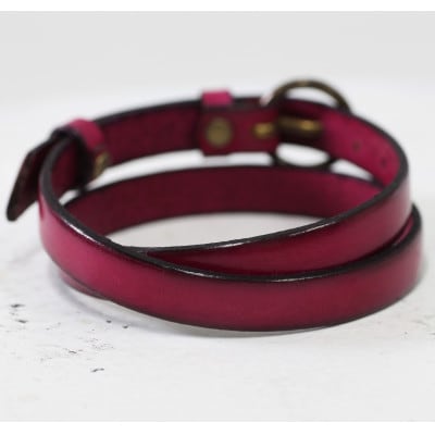 存在感抜群【イタリアンレースブレスレット】2重巻きレザーアクセサリー　ベルトカラー:ピンク