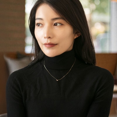 【18金イエローゴールド】大人可愛いハート ダイヤモンドネックレス 胸元に浮かぶ小さなエレガント