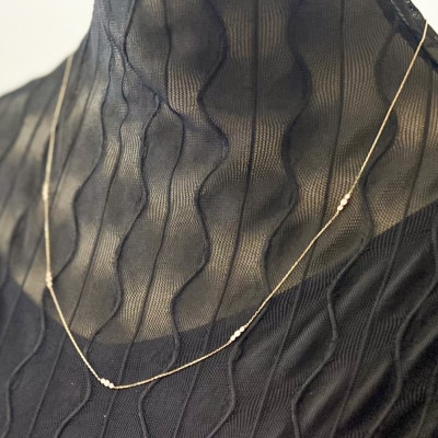 【18金 ラボダイヤネックレス 0.315ct】60cm ステーションペンダント 大人アクセ K18