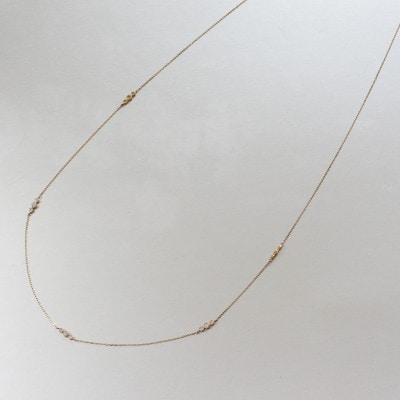 【18金 ラボダイヤネックレス 0.315ct】60cm ステーションペンダント 大人アクセ K18