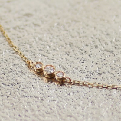 【18金 ラボダイヤネックレス 0.315ct】60cm ステーションペンダント 大人アクセ K18