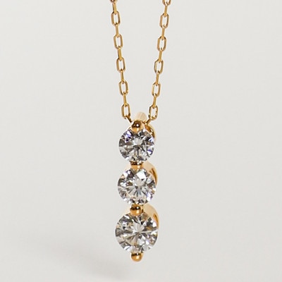 【18金 ラボダイヤネックレス 0.313ct】50cm トリロジーペンダント 大人のアクセ K18