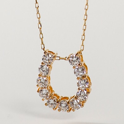 【18金 ラボダイヤネックレス 0.363ct】50cm 馬蹄ばていペンダント 大人のアクセ K18