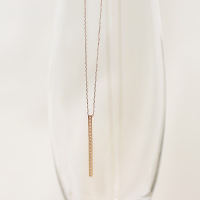 【10金 ラボダイヤネックレス 0.095ct】70cm ロングバーペンダント 優しい透明感 K10