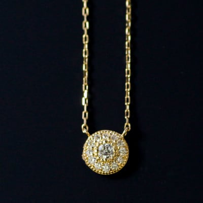 【10金 ラボダイヤネックレス 0.093ct】40cm メレデザインネック 優しい透明感 K10