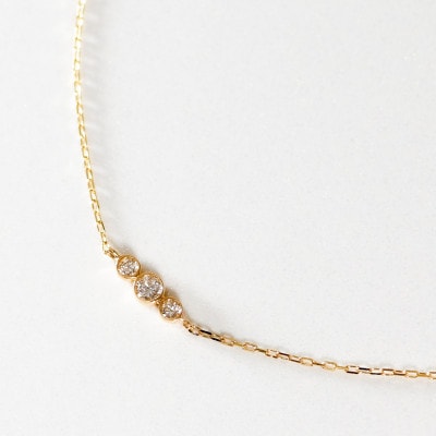 【10金 ラボダイヤネックレス 0.315ct】60cm ステーションデザイン 優しい透明感 K10