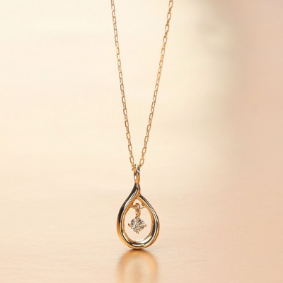 【10金イエローゴールド ダイヤモンドネックレス】揺れる一粒ダイヤ0.033ct ドロップペンダント