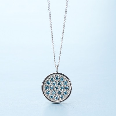 【プラチナ900 ラボブルーダイヤネックレス 0.095ct】50cm パヴェペンダント Pt