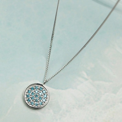 【プラチナ900 ラボブルーダイヤネックレス 0.095ct】50cm パヴェペンダント Pt