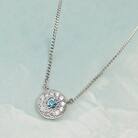 【プラチナ900 ラボブルーダイヤネックレス 0.095ct】40cm メレデザインペンダント Pt