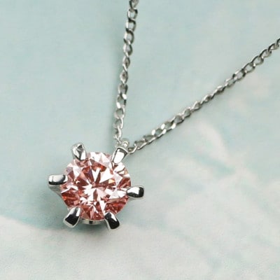 プラチナ900【0.2ct ラボピンクダイヤモンドネックレス】6本たてづめ 優しい輝き ペンダント