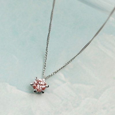 プラチナ900【0.2ct ラボピンクダイヤモンドネックレス】6本たてづめ 優しい輝き ペンダント