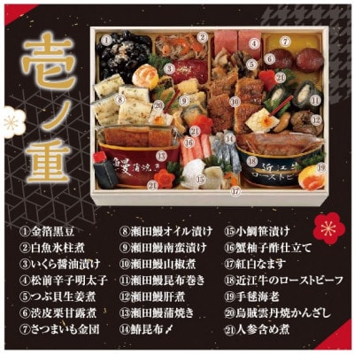 創業400年　うなぎ料亭「山重」監修　うなぎ・近江牛入おせち　迎春弐段重