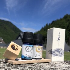 大津市産 夏安吾ブレンド精油『月』『陽』各5ml、お試し『杉』『ひのき』精油各1ml