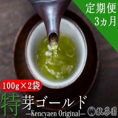 定期便3ヶ月 献茶園オリジナル深蒸し茶特芽ゴールド 100g×2袋 八女茶[No5354-0869]