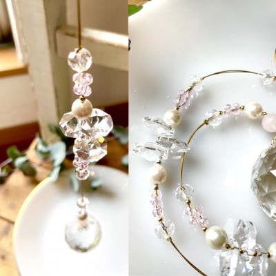 インテリア 虹色に輝く癒しのインテリア サンキャッチャー ローズクォーツ[No5354-0478]