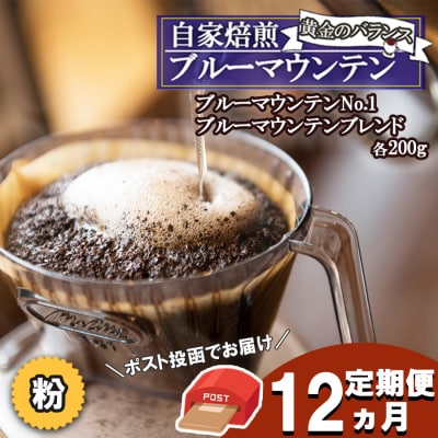 定期便12ヶ月 ブルーマウンテン (粉増量)ポスト投函 2種 各200g[No5354-2091]