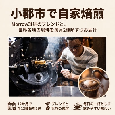 【12か月定期便・ポスト投函】自家焙煎コーヒー 粉(中挽き)200g×2袋[No5354-0717]