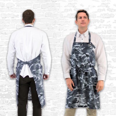 エプロン 迷彩リネン 麻 濃い色  ラブリーグレイス Lサイズ[No5354-7033]