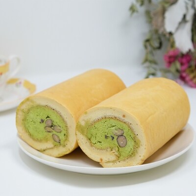【低糖質】手作り大豆粉ロールケーキ(黒豆抹茶)