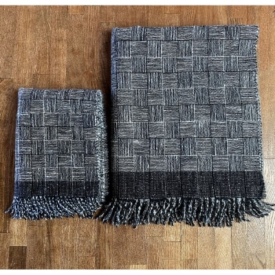 マフラー 翔工房 上質カシミヤ100% 手紡ぎ・手織りマフラー 網代模様 [No5354-0605]