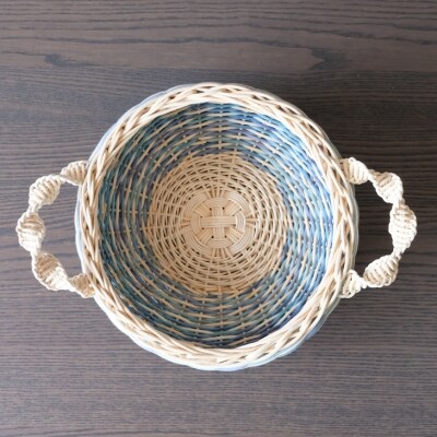 籐かごのみかんかご(ブルー系)[No5354-0124]