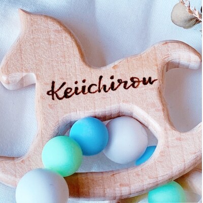 名入れ 歯固め ブレスレット オレンジ キャンディカラー ベビー[No5354-0118]