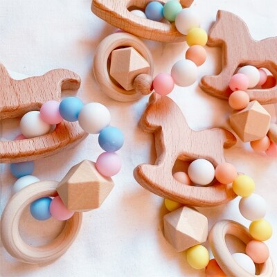 名入れ 歯固め ブレスレット オレンジ キャンディカラー ベビー[No5354-0118]