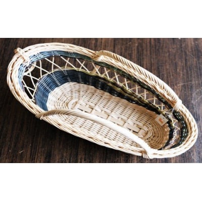 籐かごのワインラック(ブルー系)[No5354-0129]