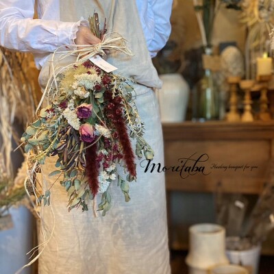 【3回定期便】ドライフラワーmoritabaの花束おまかせSサイズ【ピンク・ワインレッド・オレンジ】