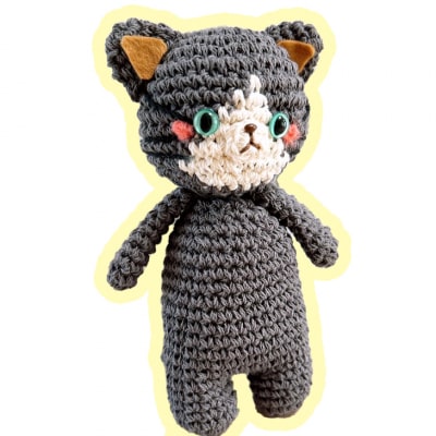 ほっこり寄り添う あみぐるみ ねこちゃん/ハチワレ[No5354-0234]