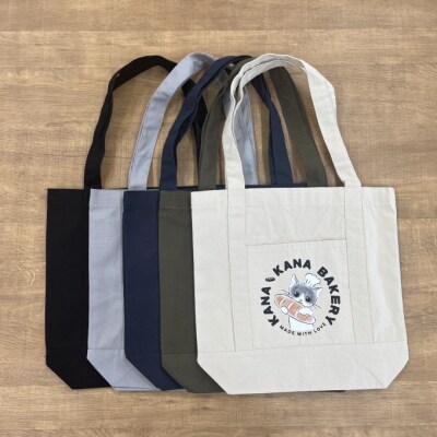 保護猫活動を応援!アウトポケット トートバッグ パン持ちデザイン:ブラック[No5354-7101]