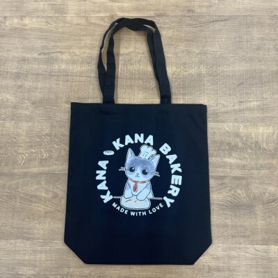 保護猫活動応援 インナーポケット トートバッグ パン捏ねデザイン:ブラック[No5354-7104]