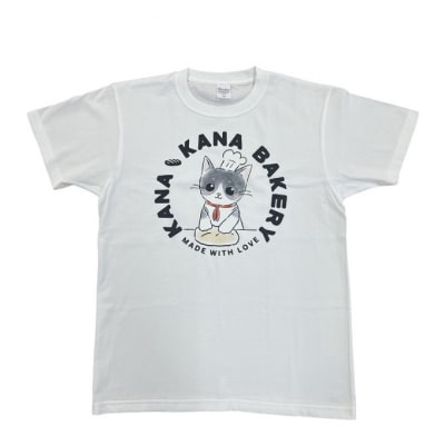 Tシャツ 猫の愛護活動を応援!白Tシャツ「パン捏ねデザイン」Mサイズ[No5354-7067]