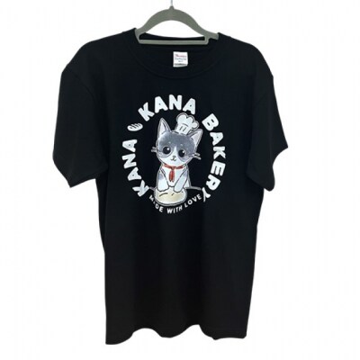 Tシャツ 猫の愛護活動を応援!黒Tシャツ「パン捏ねデザイン」Mサイズ[No5354-7070]