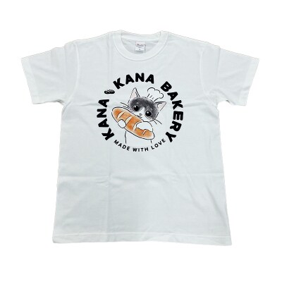 Tシャツ 猫の愛護活動を応援!白Tシャツ「パン持ちデザイン」Sサイズ[No5354-7072]