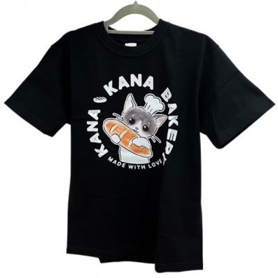 Tシャツ 猫の愛護活動を応援!黒Tシャツ「パン持ちデザイン」Lサイズ[No5354-7077]
