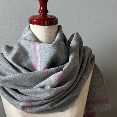 ストール レディース 翔工房 カシミヤ薄手ストール 花飾り ピンク[No5354-0602]