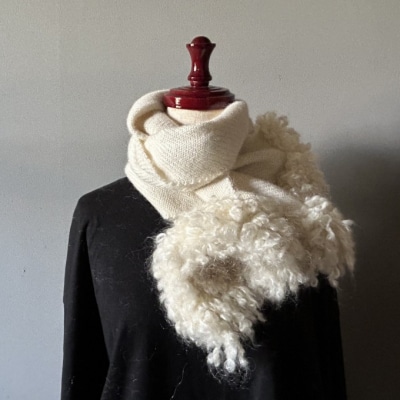 マフラー 翔工房 上質アルパカ手織りマフラー 生成り 白 アルパカ[No5354-0606]