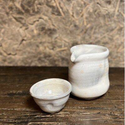 粉引唐津酒器セット(2) 打越一彦作【唐津焼　炎向窯】