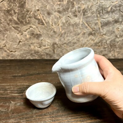 粉引唐津酒器セット(2) 打越一彦作【唐津焼　炎向窯】