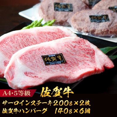 A5～A4等級佐賀牛サーロインステーキ2枚(400g)と佐賀牛極上ハンバーグ(140g×6個)