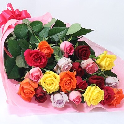 【産地直送】バラの花束 ミックス21本(ギフト用)